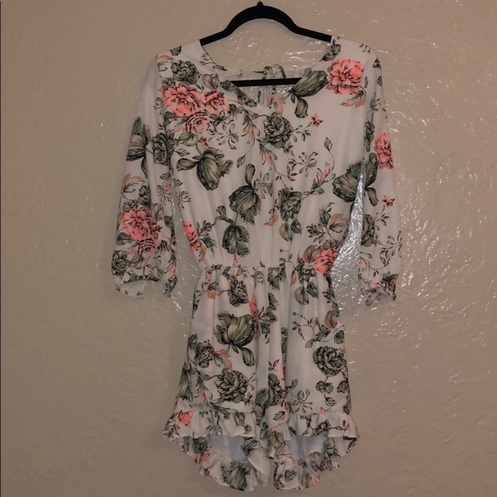 White romper with pink/green flowers